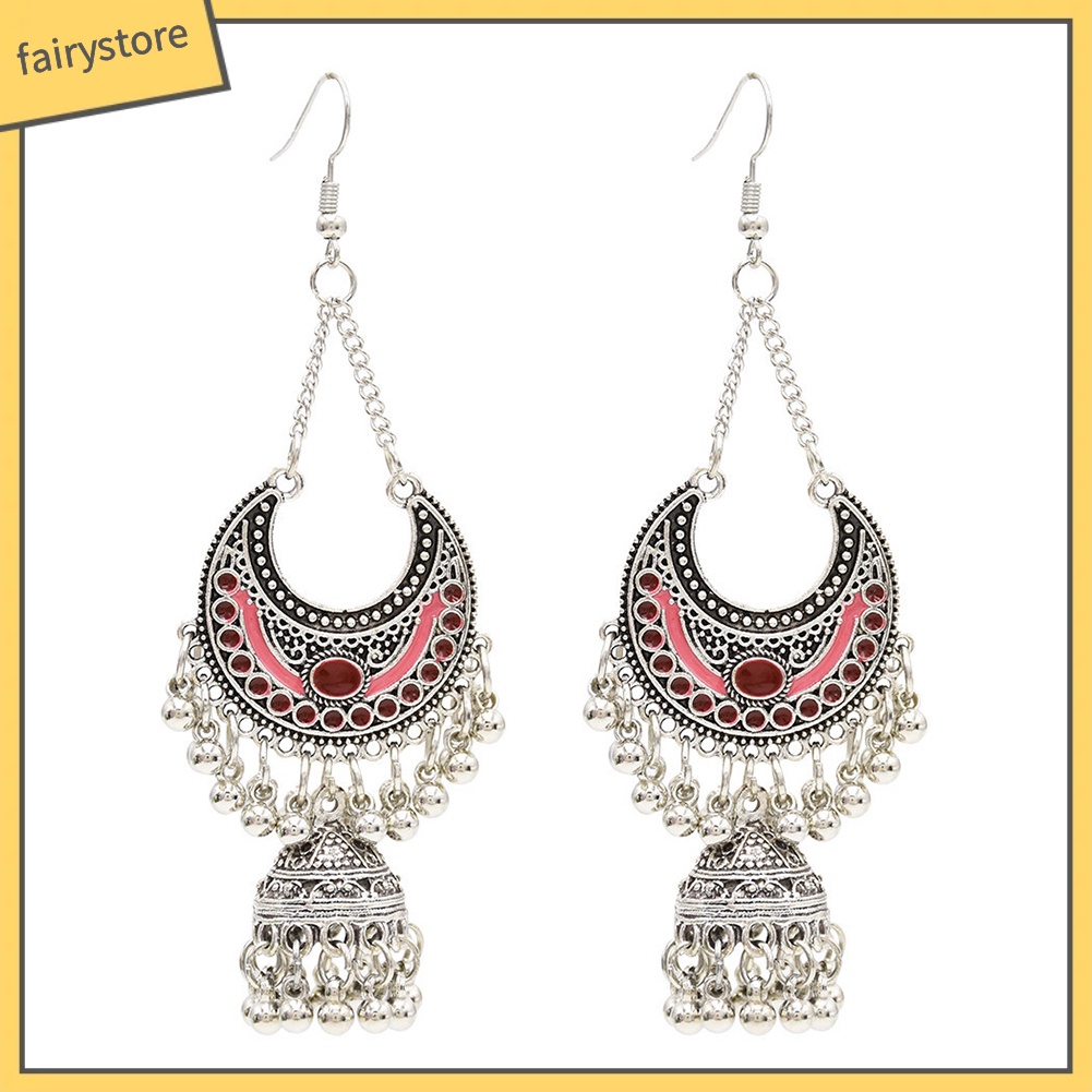 Bông Tai Tua Rua Hình Chuông Phong Cách Bohemian Cổ Điển Dành Cho Nữ