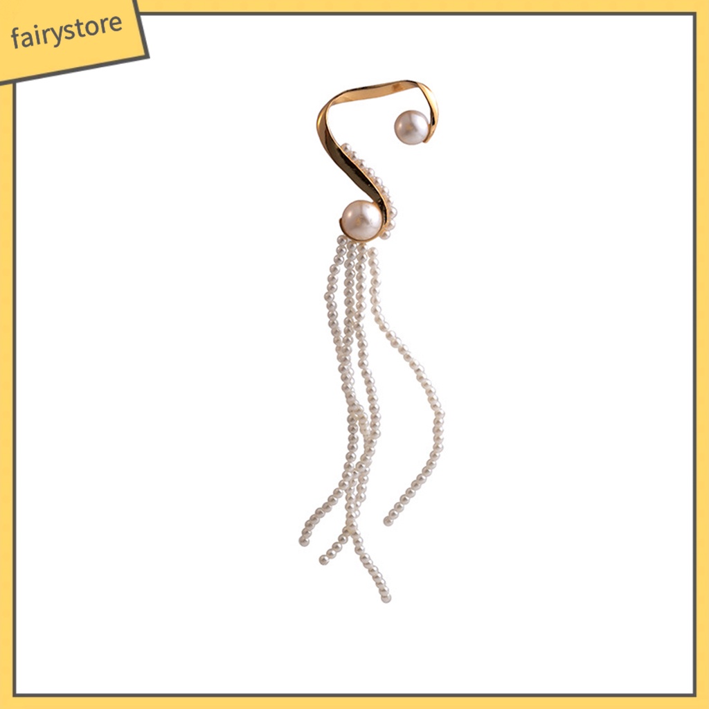1 Khuyên Tai Dạng Kẹp Không Cân Xứng Đính Ngọc Trai Nhân Tạo Thời Trang