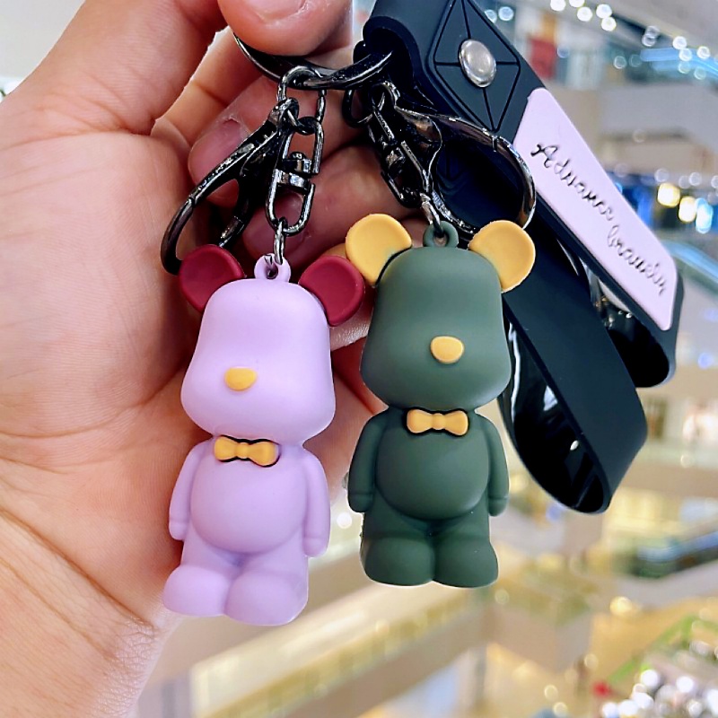 Móc Khóa Xe Hơi Hình Gấu Thắt Nơ Phong Cách Bắc Âu Sáng Tạo