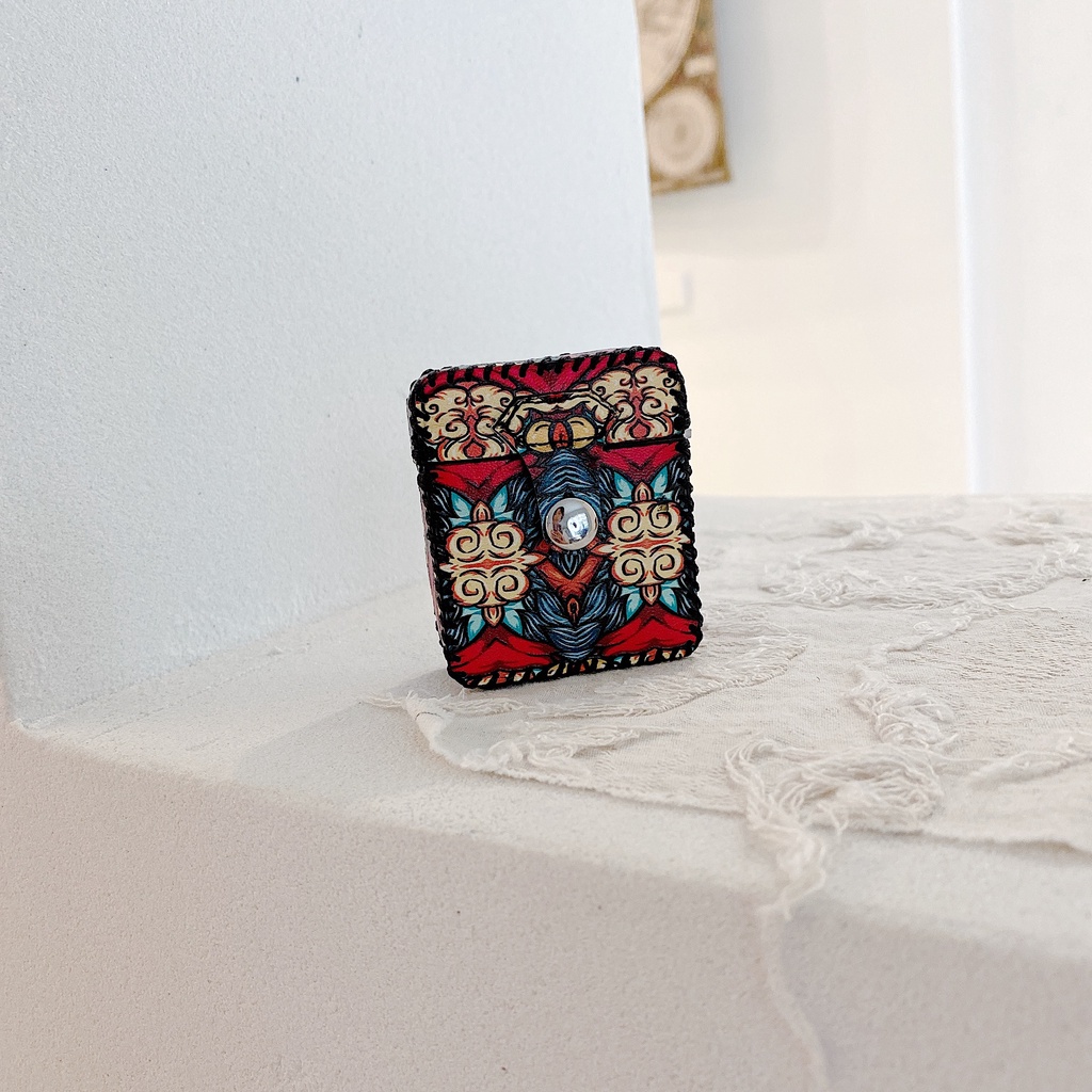 Vỏ Bảo Vệ Hộp Sạc Tai Nghe Bluetooth AirPods 1 2 3 pro2 2022 Bằng Da PU Hình Vuông Thời Trang