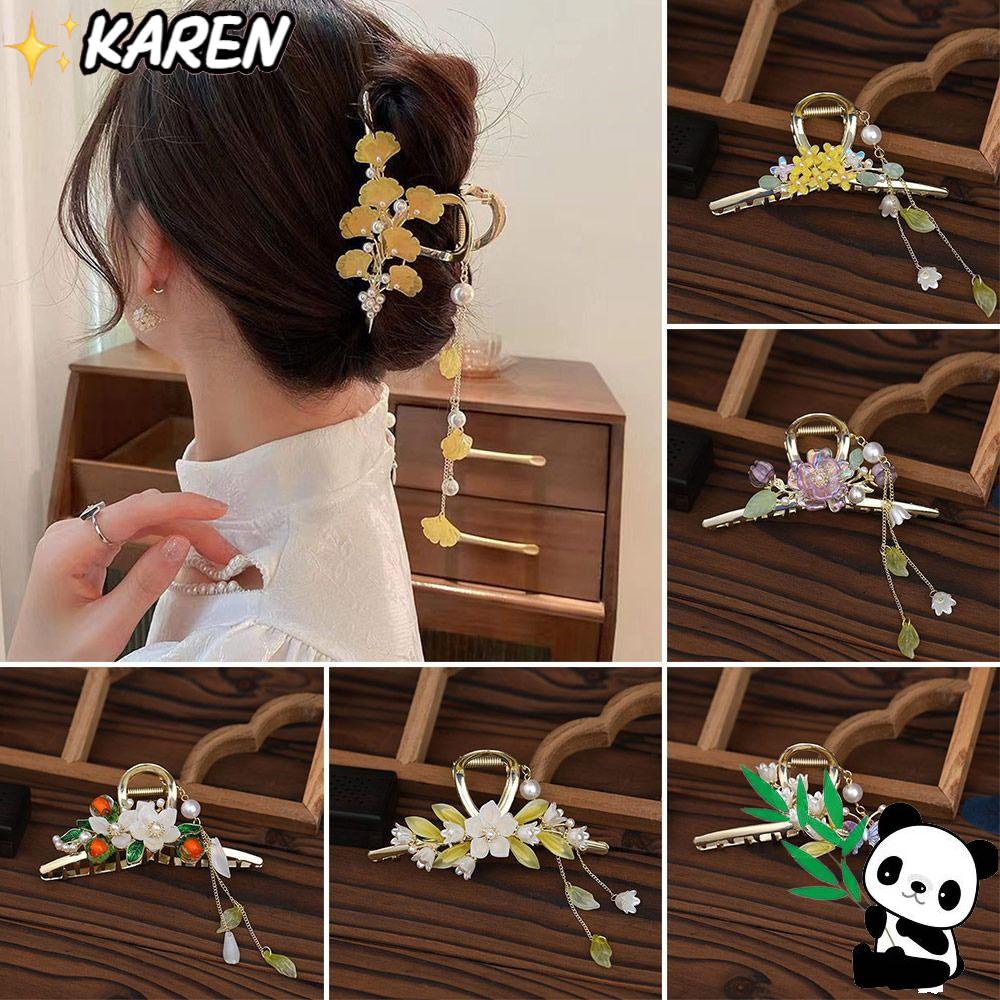 Kẹp Tóc Tua Rua Hình Hoa / Cá Mập Phong Cách Retro