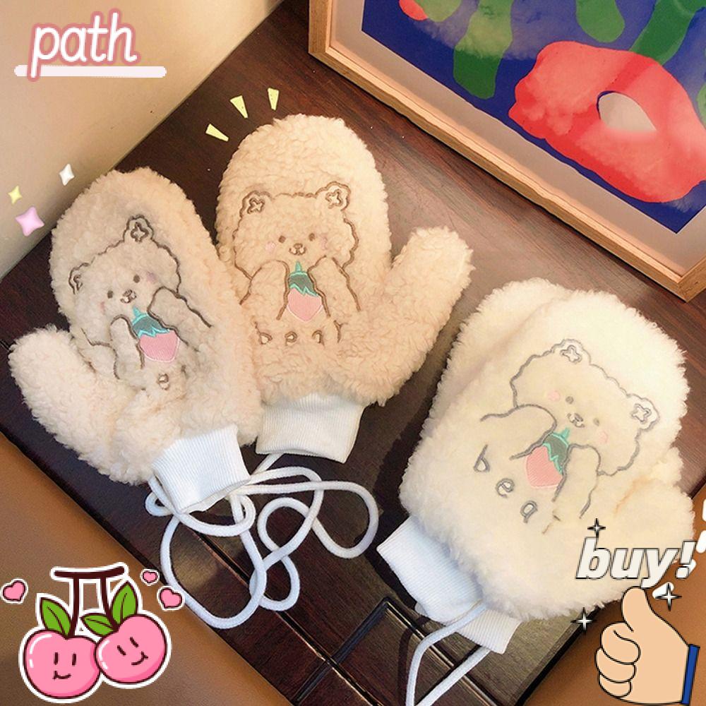 PATH Găng Tay Chống Lạnh Họa Tiết Gấu Hoạt Hình Dễ Thương Cho Nữ