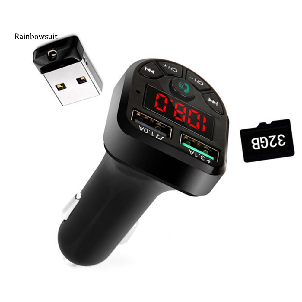 Máy Nghe Nhạc MP3 FM Hai Cổng USB Bluetooth 5.0 Kiêm Sạc Điện Thoại Tự Động Cho Xe Hơi