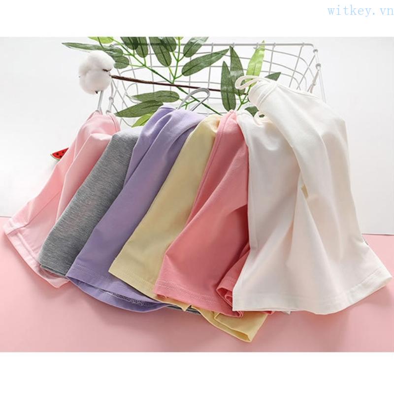 Áo Tank Top Hai Dây Bằng Vải Cotton Màu Trơn Thời Trang Mùa Hè Cho Bé Gái