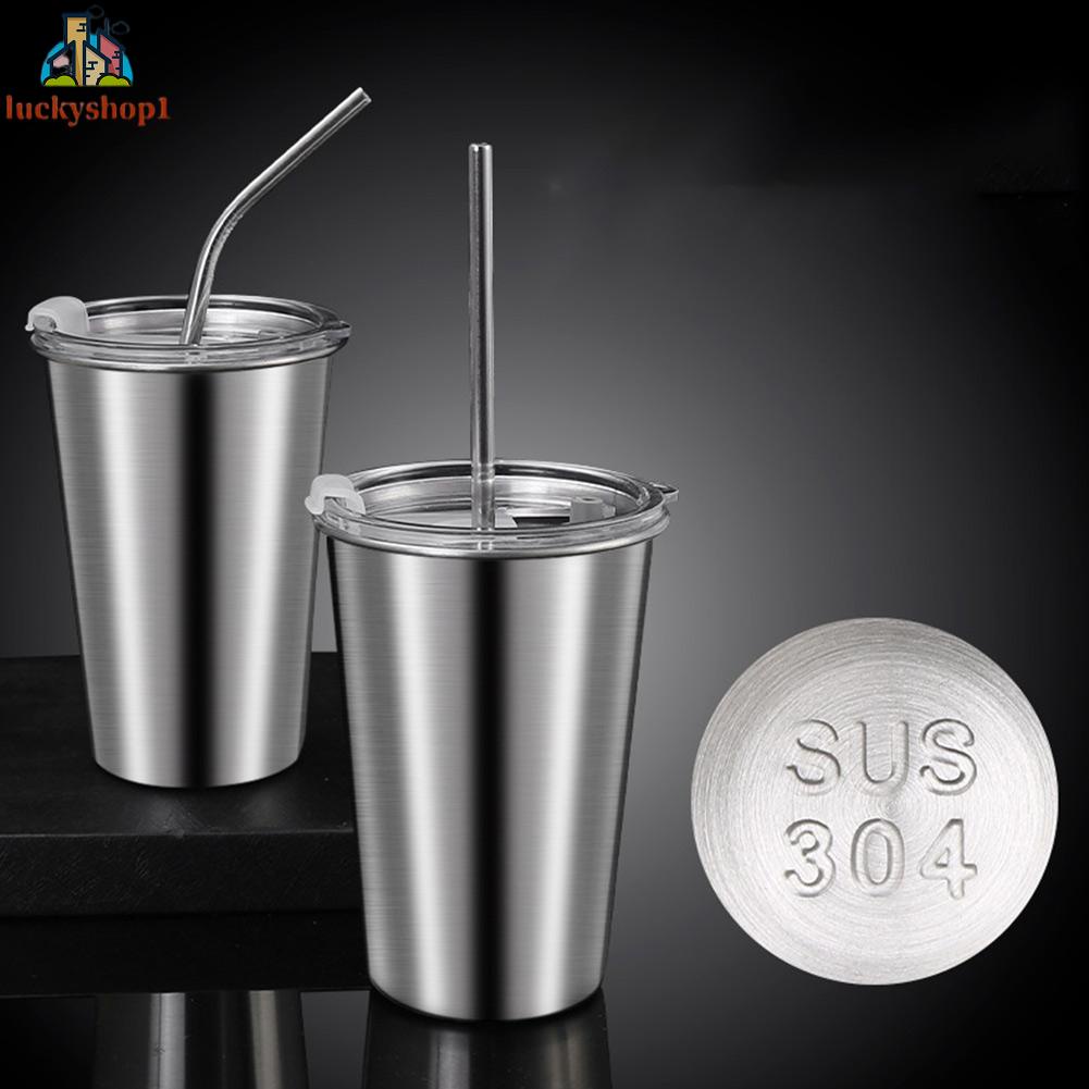 Bình Nước Có Nắp Kèm Ống Hút Dung Tích 500ML Mới