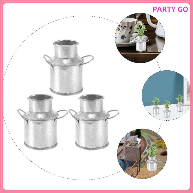 Set 3 Bình Sữa Bình Thiếc Mini Trang Trí Nhà Búp Bê / Tiểu Cảnh