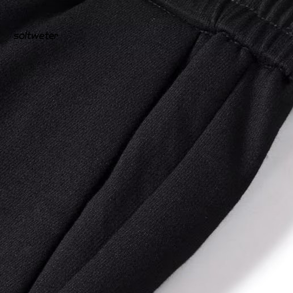 Quần Dài Dáng Rộng Màu Trơn Có Túi Dây Rút Bằng Vải Lông Họa Tiết Thêu Thời Trang Đường Phố Thu Đông Cho Nam