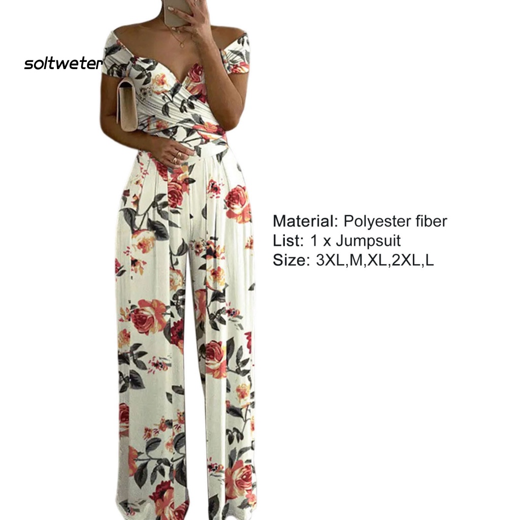 Bộ Áo Liền Quần Tay Ngắn Cổ Chữ V Khoét Sâu In Họa Tiết Lá Nhiều Màu Sắc Thời Trang Mùa Hè Cho Nữ