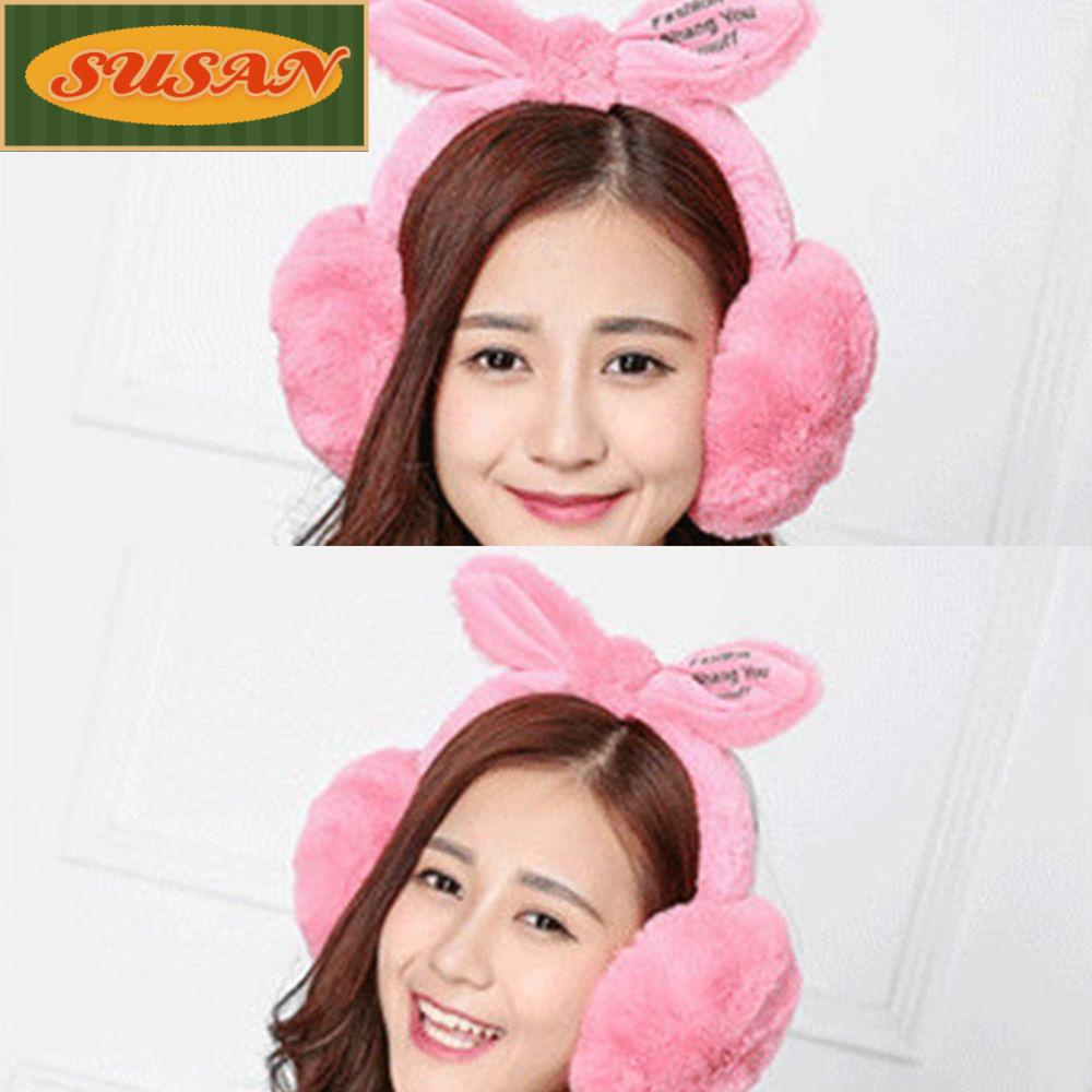 Chụp Tai Bằng Lông Thỏ Đính Nơ Xinh Xắn Dễ Thương