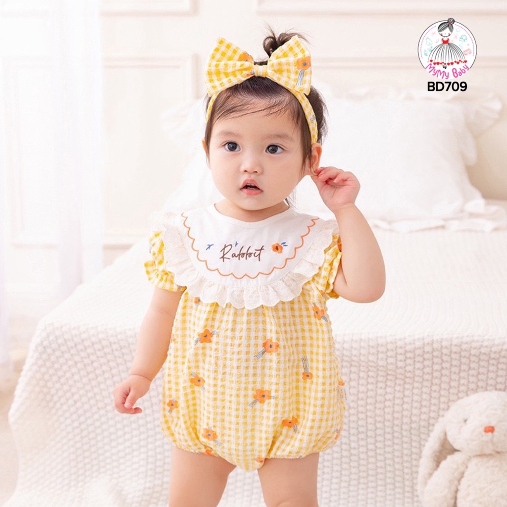 Body hoa vàng kèm băng đô nơ họa tiết thêu tỉ mỉ sắc nét