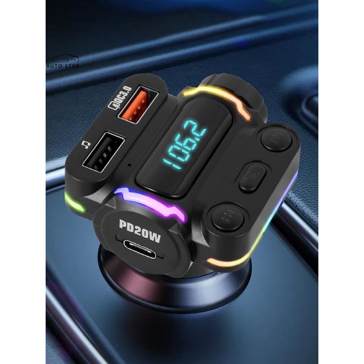 Tẩu Sạc Nhanh Hai Cổng USB Bluetooth 5.0 FM PD 20W Type-C SHOPCYC9724 Cho Xe Hơi