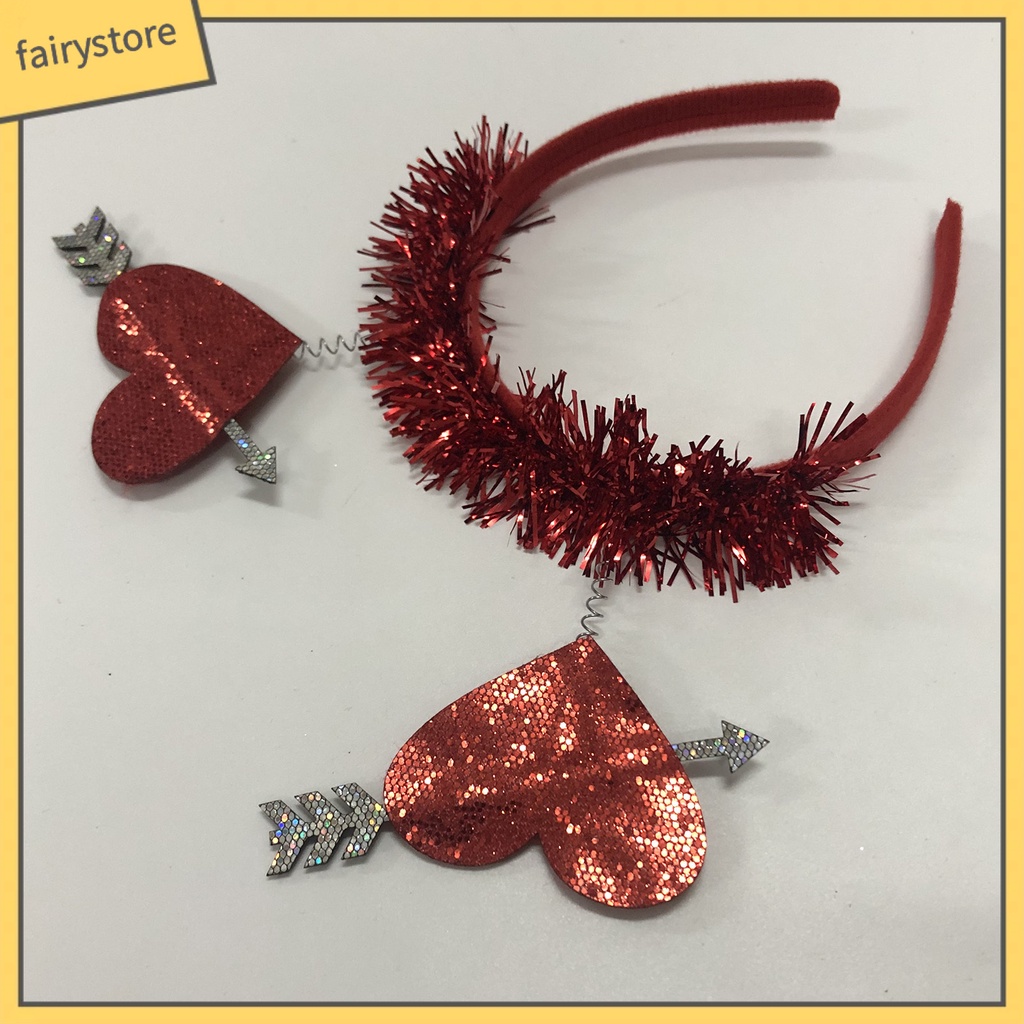 [FRO] Băng Đô Đính Kim Sa Đỏ Tạo Không Khí Co Giãn Chống Trượt Làm Quà Tặng Valentines