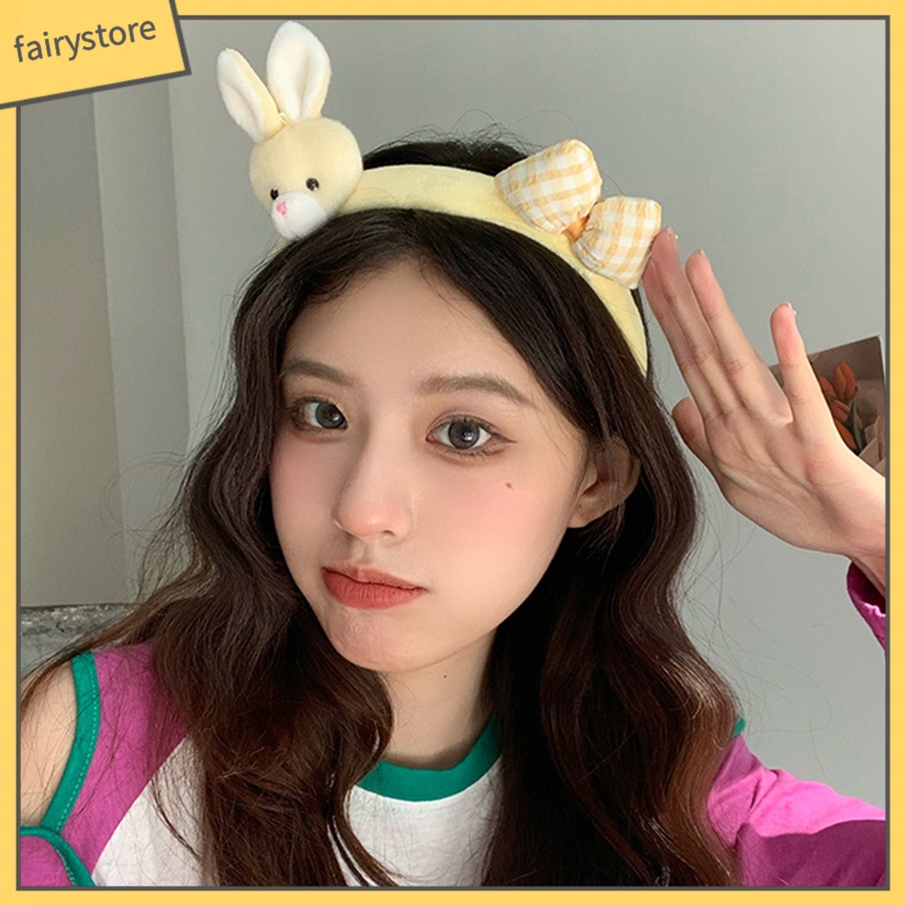 Băng Đô Cài Tóc Hình Thỏ Hoạt Hình Màu Sắc Tươi Sáng Vui Nhộn Chống Trượt Cho Nữ