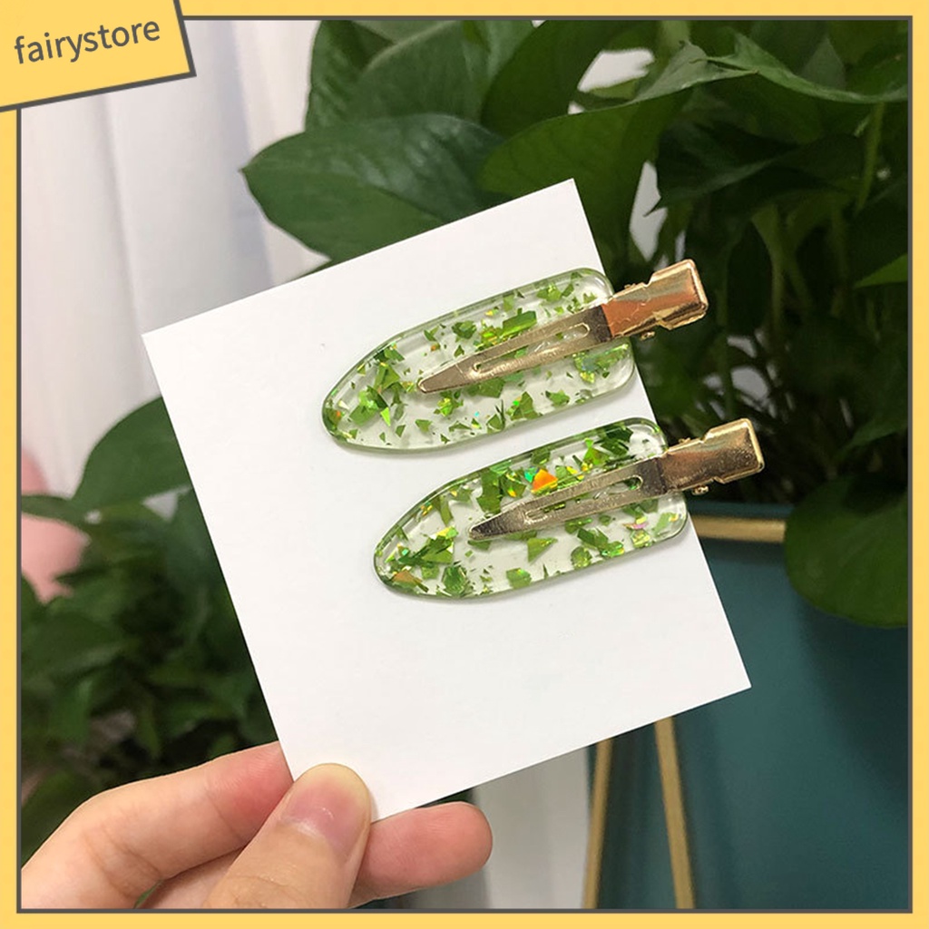 1 Cặp Kẹp Tóc Hình Chiếc Lá Bằng Kim Loại Gọn Nhẹ Không Lông Xù