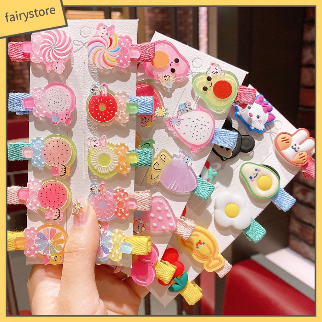 Set 10 Kẹp Tóc Hoạt Hình Dễ Thương Cho Bé Gái