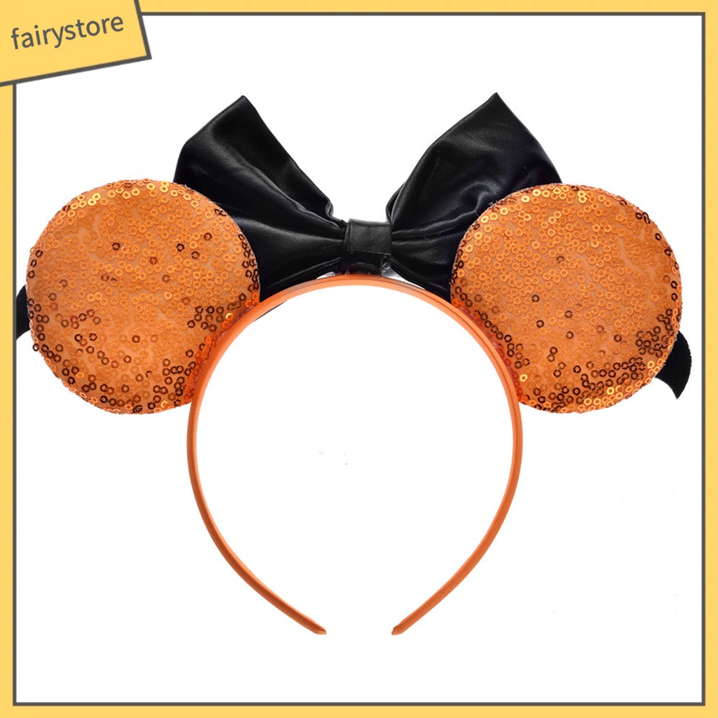 Băng Đô Cài Tóc Hình Nơ Đính Kim Sa Màu Sắc Tương Phản Trọng Lượng Nhẹ Có Thể Tái Sử Dụng Cho Tiệc Halloween