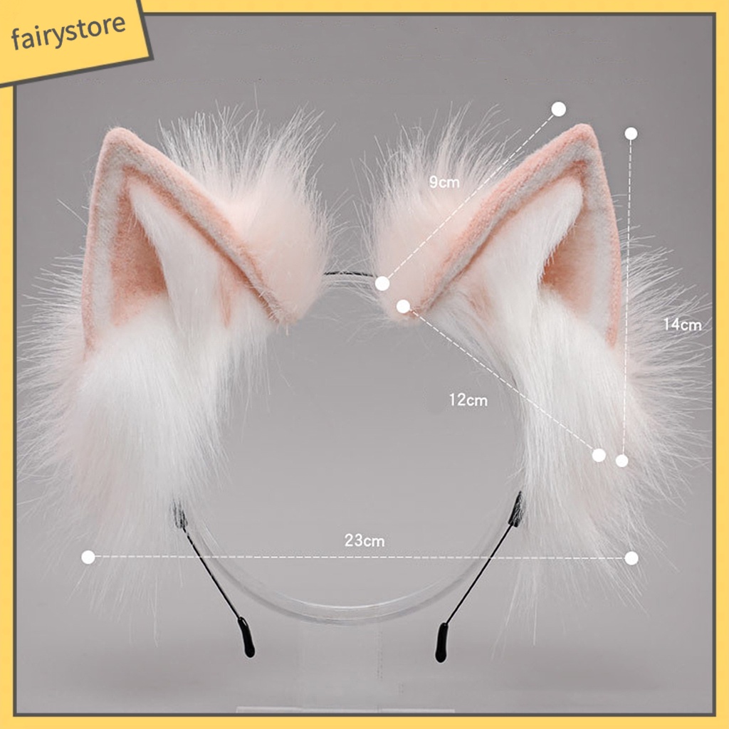 Băng Đô Tai Mèo Bằng Kim Loại Phối Lông Hóa Trang Phong Cách Nhật Bản