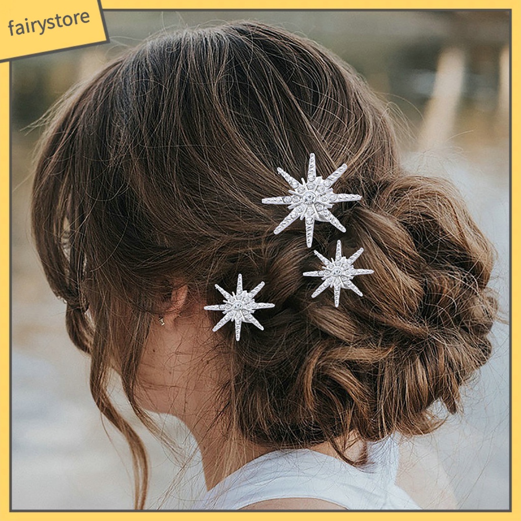 Set 4 Kẹp Tóc Hình Ngôi Sao Đính Đá Thời Trang Cho Cô Dâu