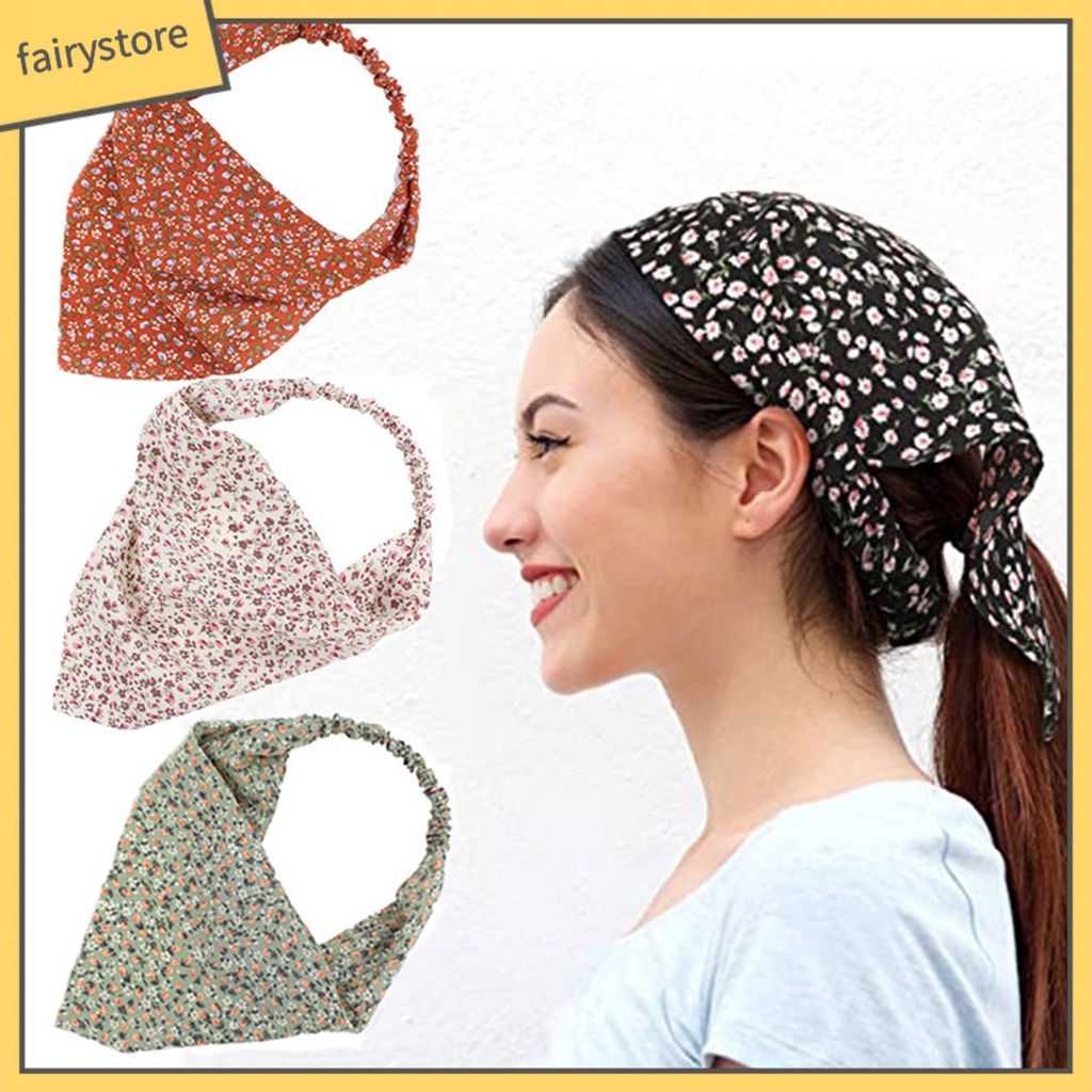 Băng Đô Cài Tóc Co Giãn Bằng Polyester In Họa Tiết Hoa Thời Trang Mùa Hè Cho Nữ
