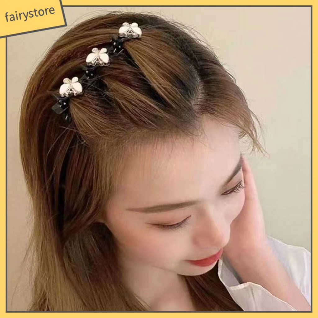 Set 1 / 6 Kẹp Tóc Hình Bướm Đính Ngọc Trai Giả Chống Trượt Trang Trí Tóc