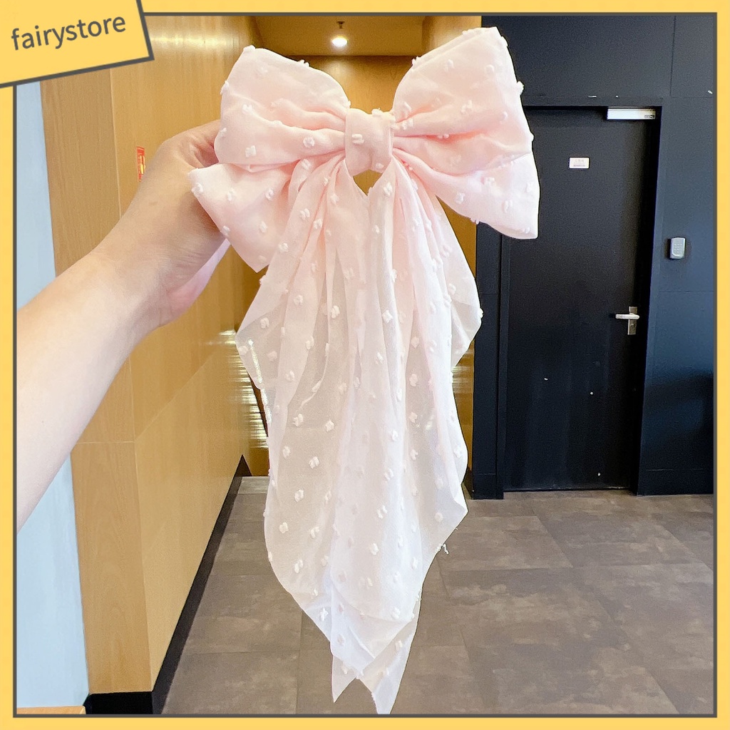 Kẹp Tóc Nơ Phối Dây Ruy Băng Tua Rua Chống Trượt Trang Trí Tóc Cho Nữ