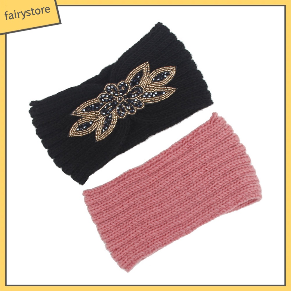 Băng Đô Dệt Kim Đính Đá Hình Hoa Thời Trang Thu Đông Cho Nữ