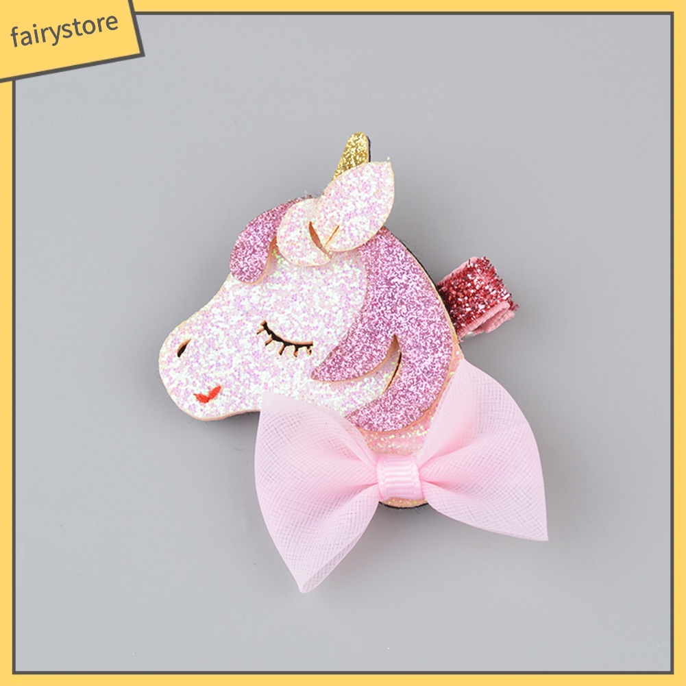 Kẹp Tóc Hình Kỳ Lân Màu Cầu Vồng Lấp Lánh Thời Trang Cho Bé Gái