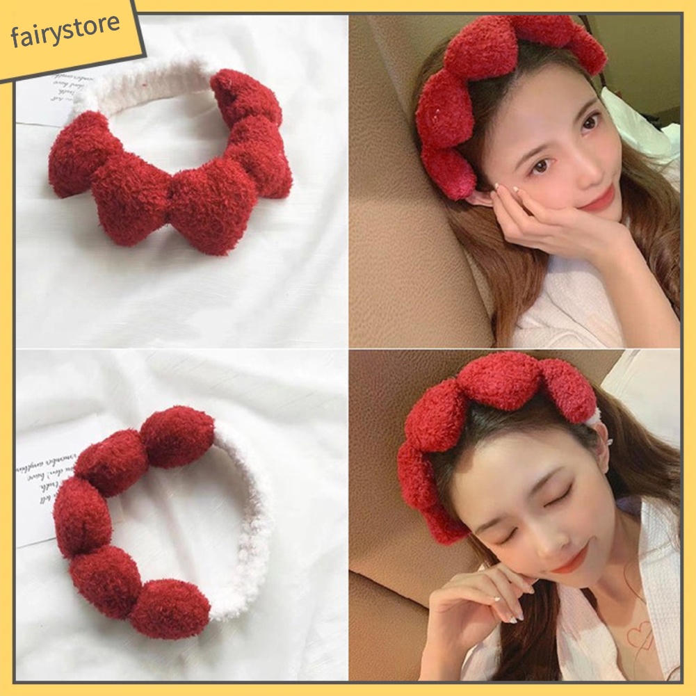 Băng Đô Cài Tóc Mềm Mại Hình Trái Tim Dễ Thương Dùng Rửa Mặt / Trang Điểm Cho Nữ