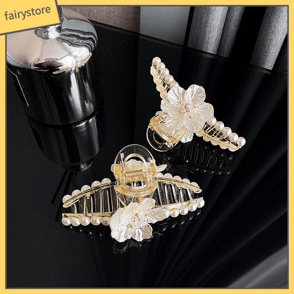 Kẹp Tóc Càng Cua Lớn Đính Ngọc Trai Giả Xinh Xắn Cho Nữ