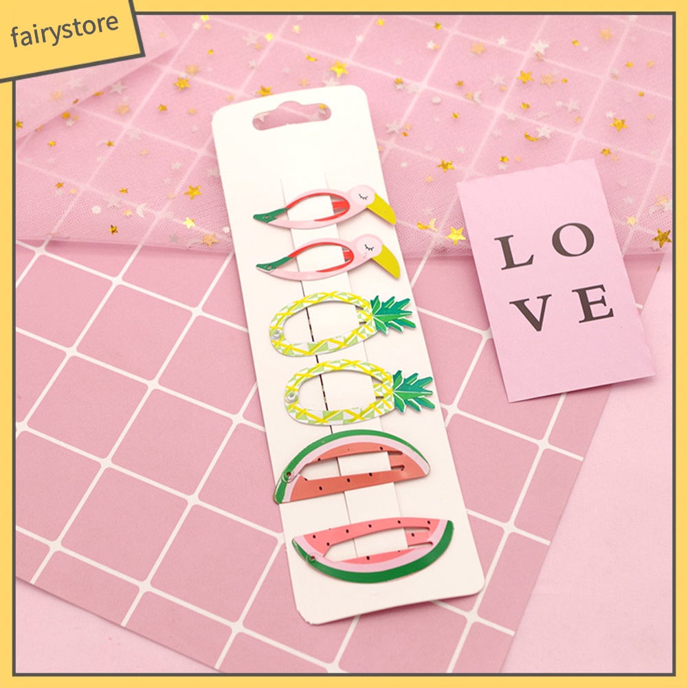 Set 6 Kẹp Tóc Hình Trái Cây Dễ Thương Cho Bé Gái