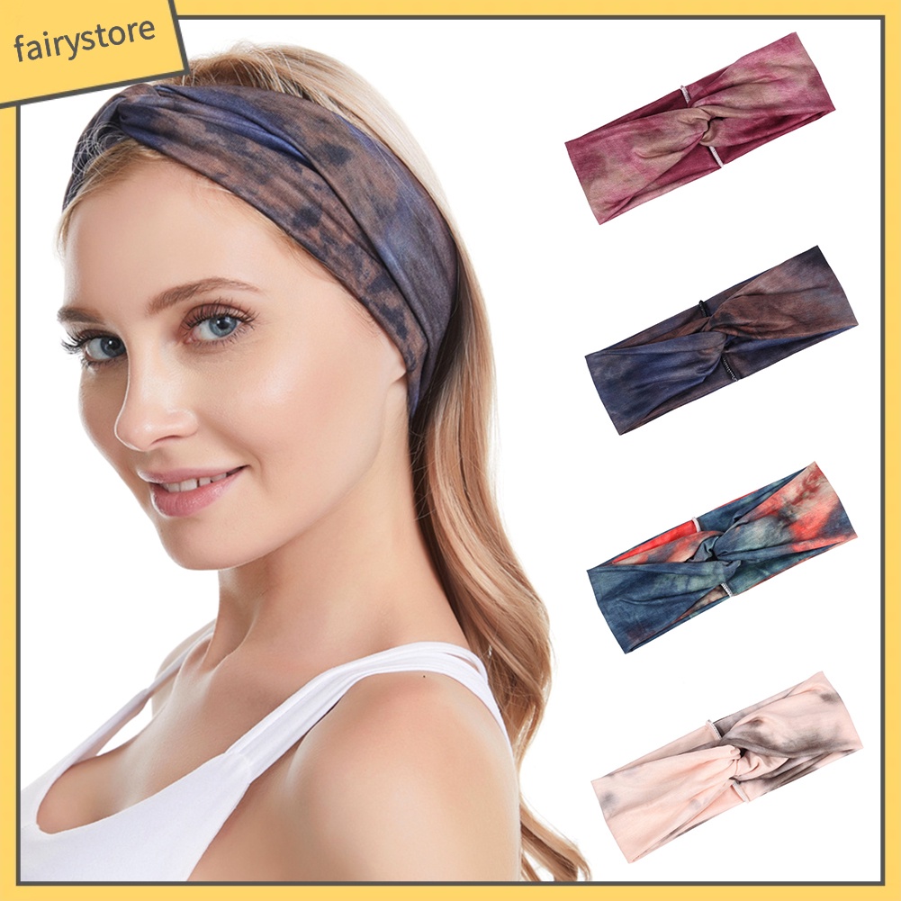 Băng Đô Cài Tóc Co Giãn Họa Tiết Màu Nhuộm Phong Cách Boho Thời Trang Cho Nữ