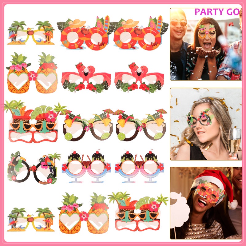 Set 24 Mắt Kính Bằng Giấy 15.5X13X12CM Phong Cách Hawaii Độc Đáo