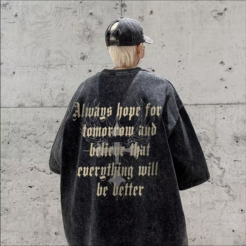 Áo Thun Cotton Tay Ngắn Cổ Tròn Dáng Rộng In Hình Trẻ Trung Hợp Thời Trang Cho Nam