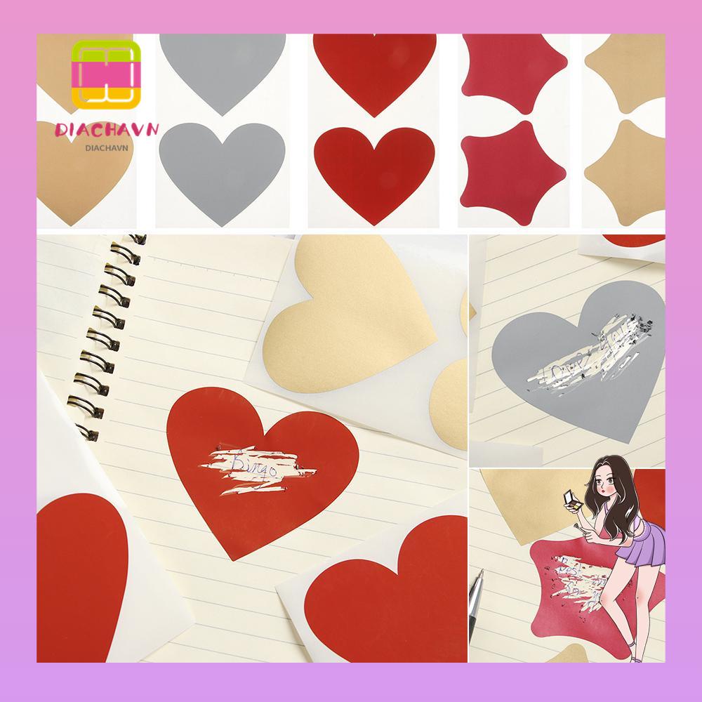 Set 50 Thẻ Dán Hình Trái Tim Chống Trầy Trang Trí Thiệp Cưới|Nhãn Dán Ghi Chú Đa Năng Tiện Dụng