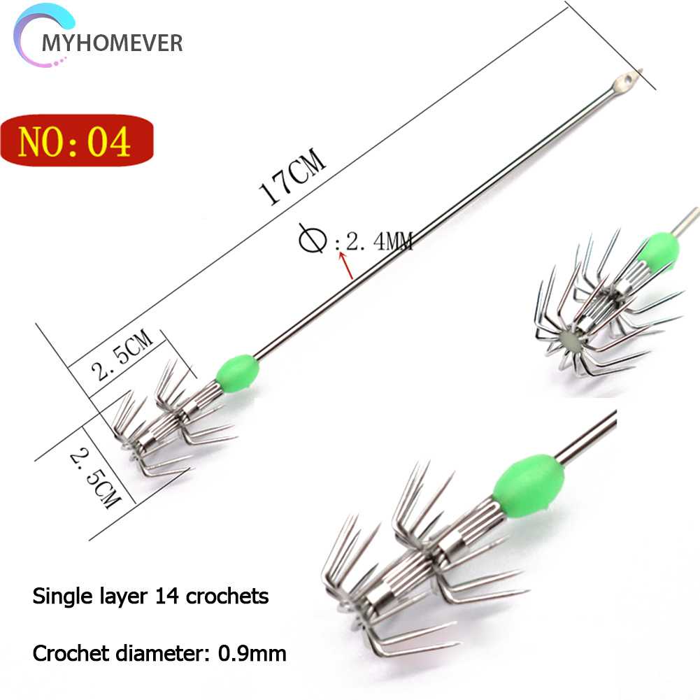 Bộ 10 Chiếc Móc Câu Hình Con Mực Phát Sáng Trong Bóng Tối