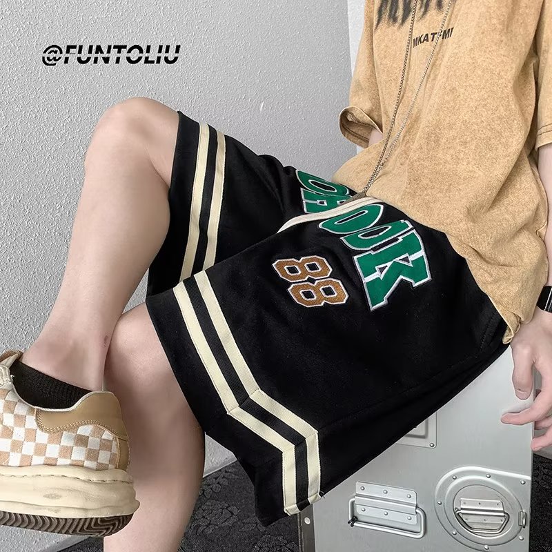 Quần Short Bóng Rổ Thêu Chữ Phong Cách Đường Phố Mỹ Thời Trang Mùa Hè Hàng Mới Dành Cho Nam