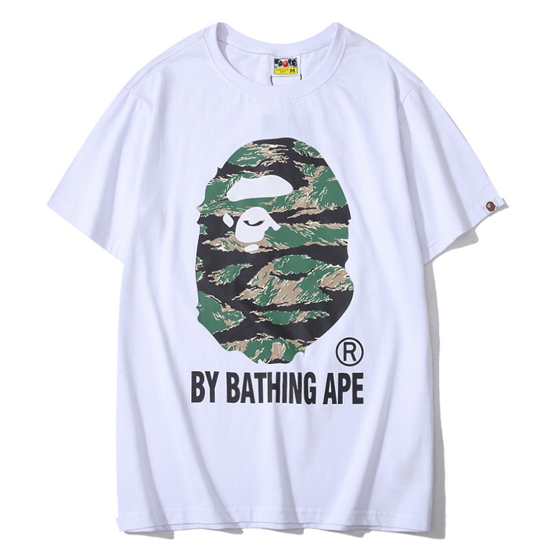 Áo Thun Cotton Tay Ngắn In Chữ Ape Đầu Hổ Họa Tiết Rằn Ri Thời Trang Xuân Hè Mới Nhất