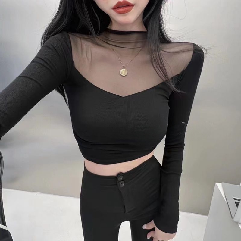 Áo Thun Dài Tay Cổ Tròn Dáng Ôm Thời Trang Mùa Xuân Thu Dành Cho Nữ