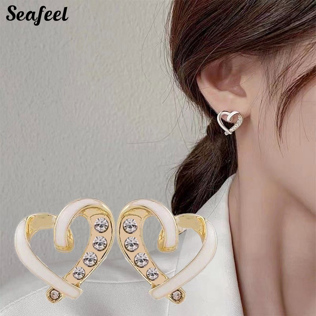 1 Cặp Bông Tai Hình Học Đính Đá Sáng Bóng Cho Nữ
