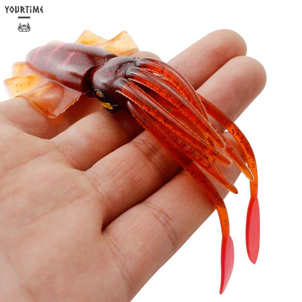 Mồi Câu Cá Giả Hình Bạch Tuộc 3D Phát Sáng 15cm Mềm