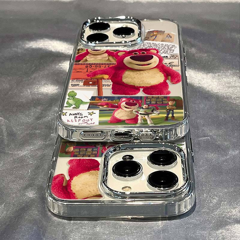 ✅Ốp Điện Thoại Dẻo Họa Tiết Chú Gấu &amp; Dâu Tây Dễ Thương Chống Sốc Cho Iphone Xs xs7 138 11 max 14proplusiPhone12