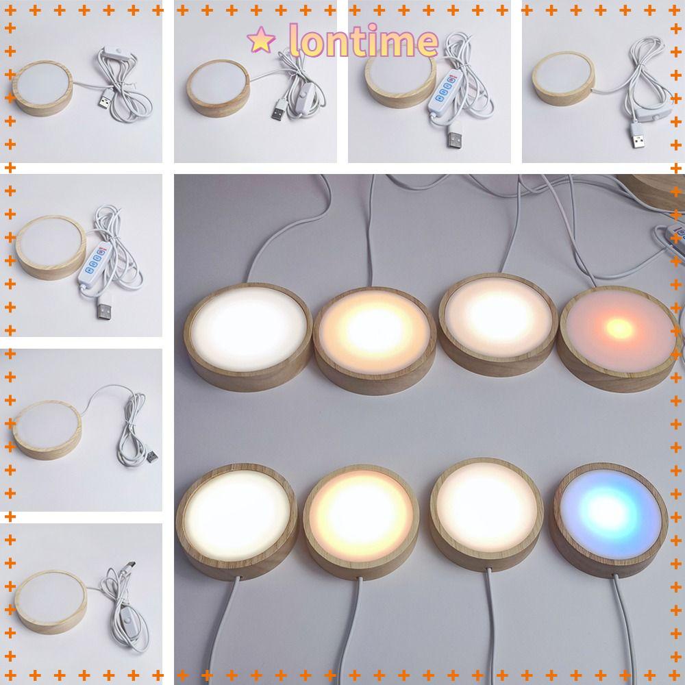 Đế Đèn LED Tròn Bằng Gỗ Có Cổng Sạc USB