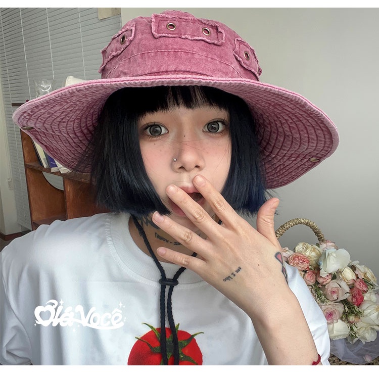 Nón Tai Bèo Vành Rộng Vải Cotton Chống Nắng Kiểu Mỹ Dễ Thương Cho Nữ