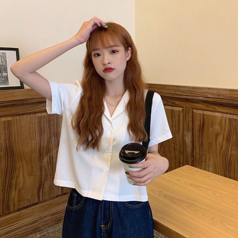 Áo Sơ Mi Chiffon Tay Ngắn Cổ Bẻ Dáng Ôm Phong Cách Hong Kong Thời Trang Mùa Hè Hàng Mới