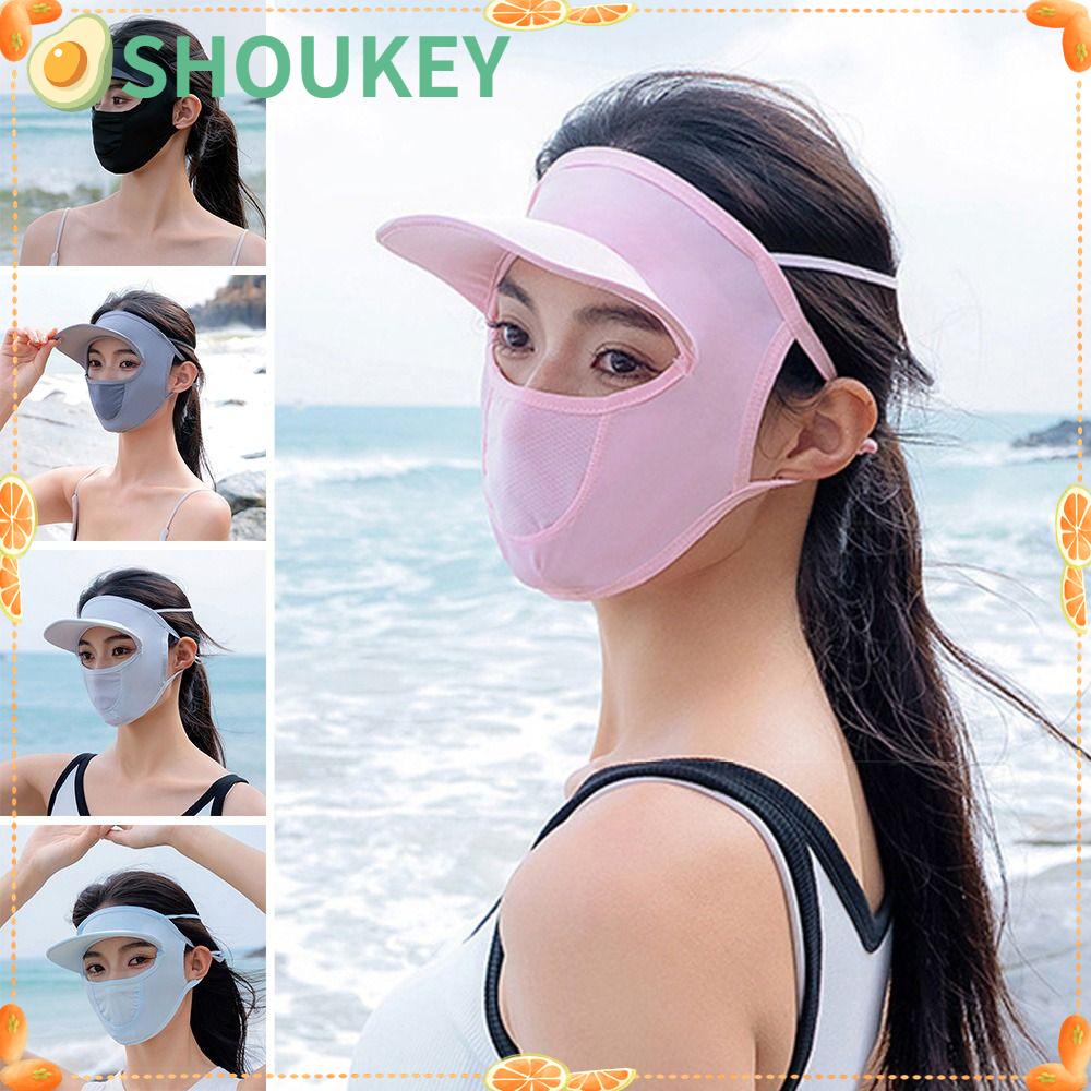 Nón Chống Nắng Balaclava Hở Chóp Bằng Lụa Lạnh Thoáng Khí