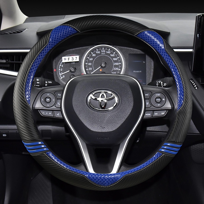 Vỏ Bọc Vô Lăng Xe Hơi Bằng Sợi Carbon 38cm Cho Toyota Vios Yaris Camry Corolla Altis Mark X Crown Rav4