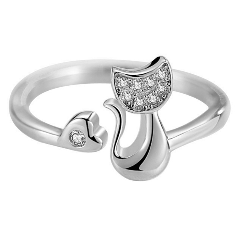 Ygt Nhẫn Hở Hình Mèo Bằng Đồng Đính Đá Zircon Thời Trang Sáng Tạo Có Thể Điều Chỉnh
