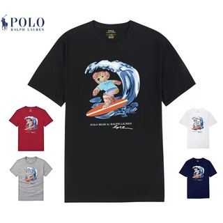  POLO Ralph Lauren Áo Thun Polo Ngắn Tay In Hình Gấu Lướt Sóng Thời Trang Cho Nam 