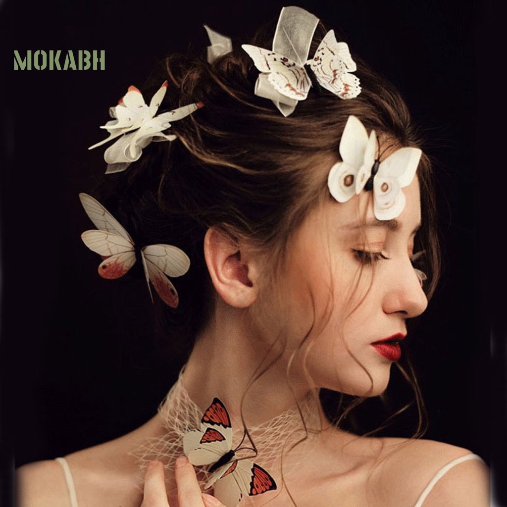 [Mok Abh] 12 Kẹp Tóc Hình Bướm Phong Cách Bohemia Chống Rỉ Sét