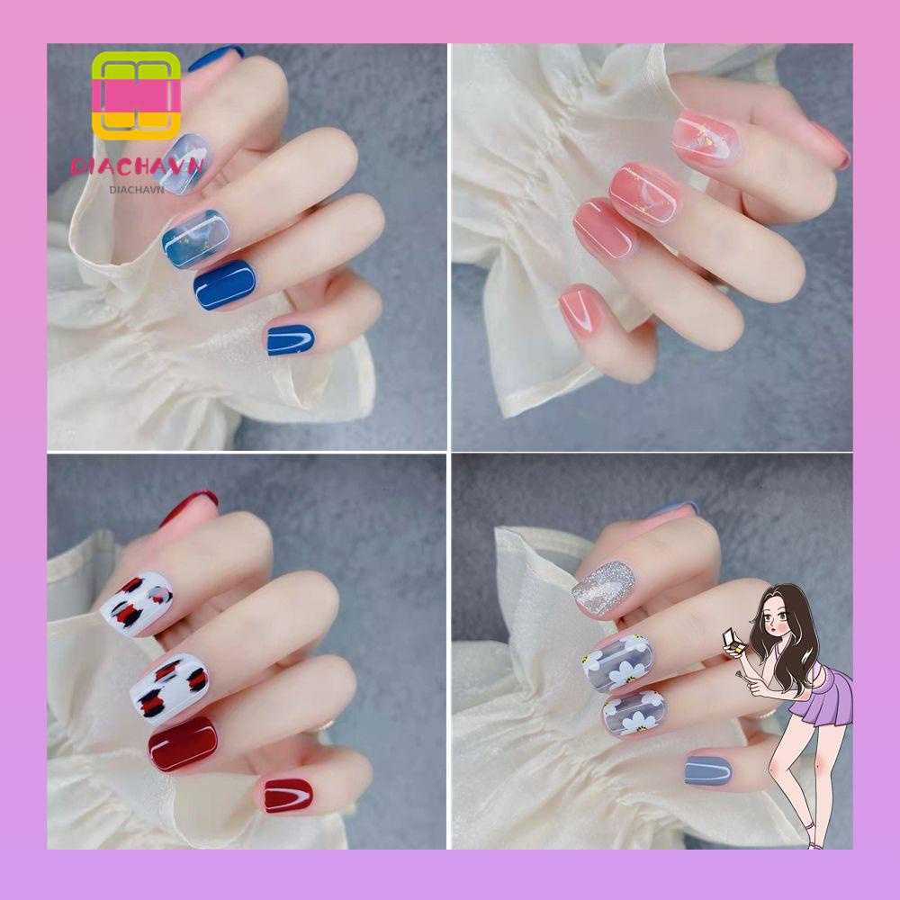 Set 30 Móng Tay Giả Ngắn Dạng Nhấn Có Thể Tháo Rời